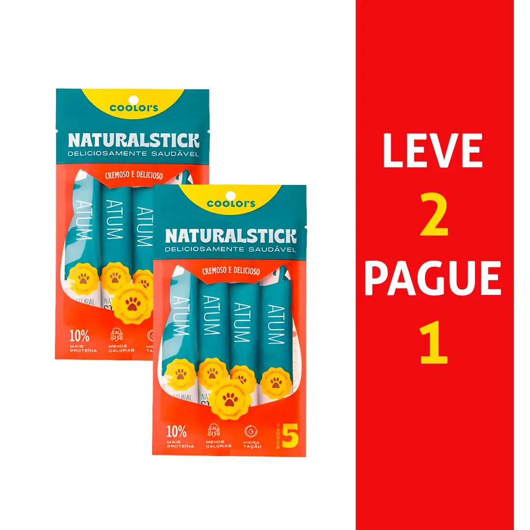 Petisco Coolors Natural Stick para Gatos Sabor Atum Leve 2 e Pague 1