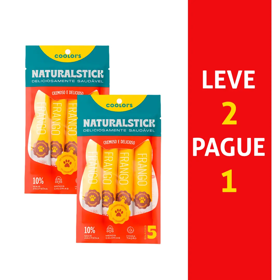 Petisco Coolors Natural Stick para Gatos Sabor Frango Leve 2 e Pague 1