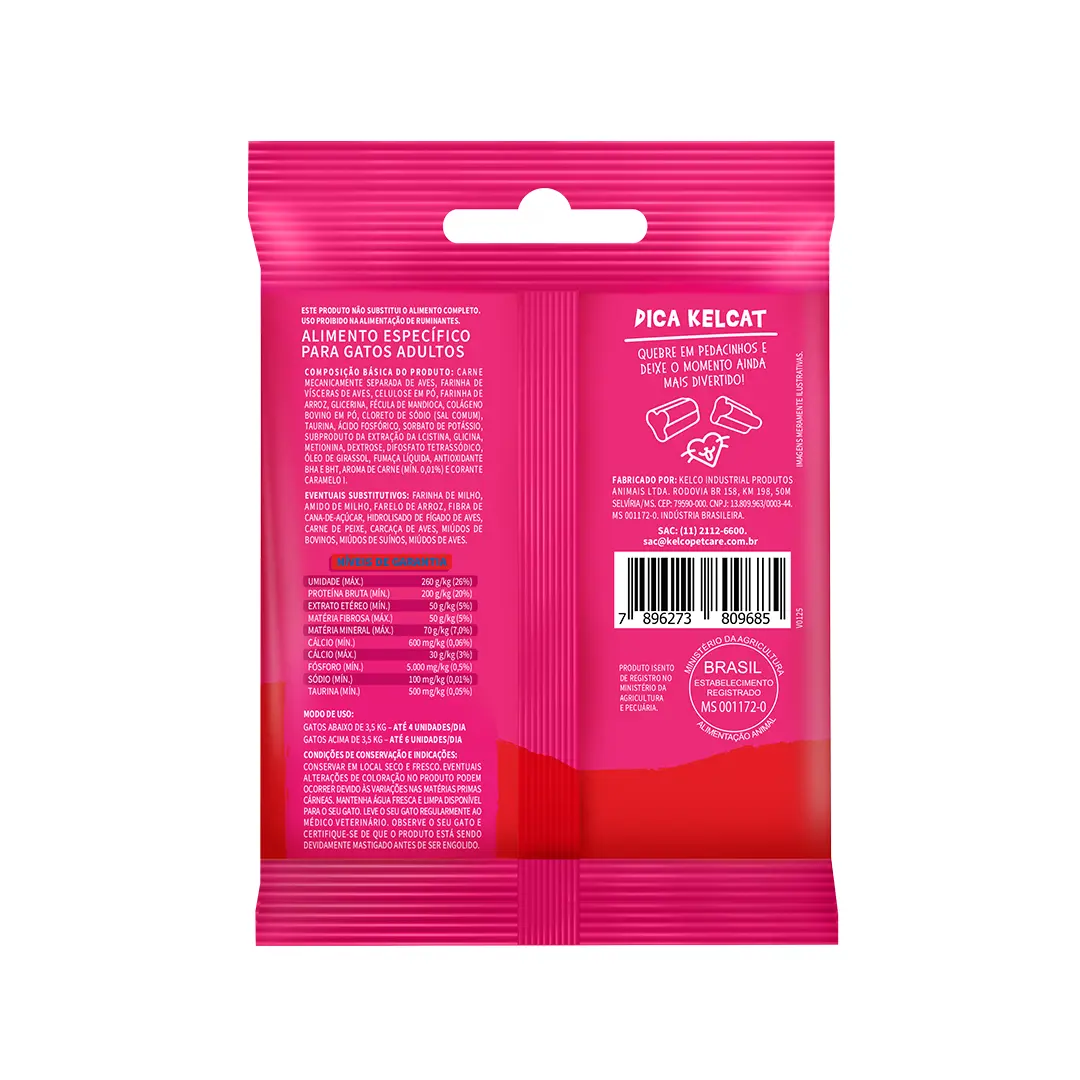 Petisco Kelcat Stick Protein para Gatos Sabor Carne 30g