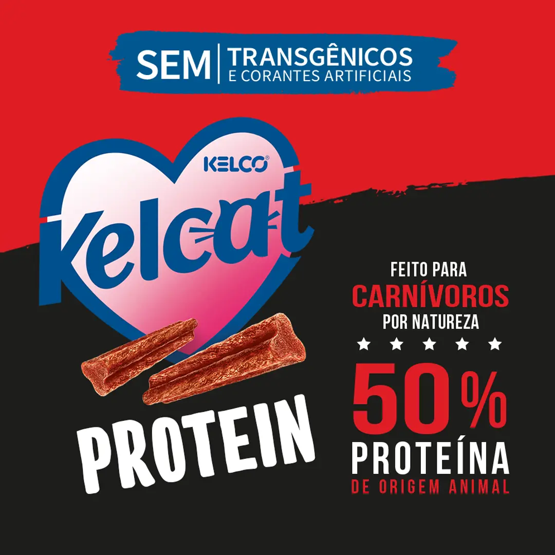 Petisco Kelcat Stick Protein para Gatos Sabor Carne 30g