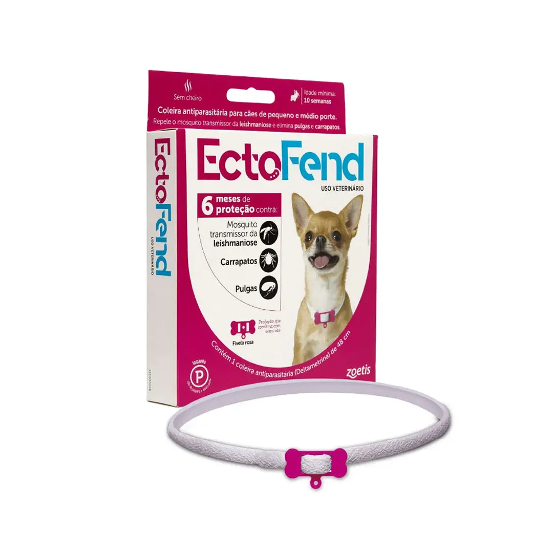 Coleira Antiparasitária Ectofend Zoetis 48cm Rosa para Cães