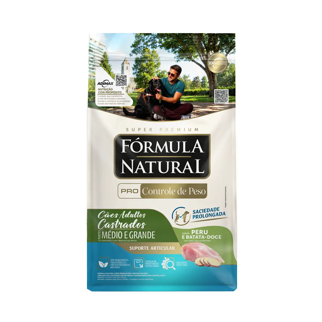 Ração Fórmula Natural Pró Controle de Peso para Cães Adultos de Raças Médias e Grandes Sabor Peru e Batata Doce 2,5Kg