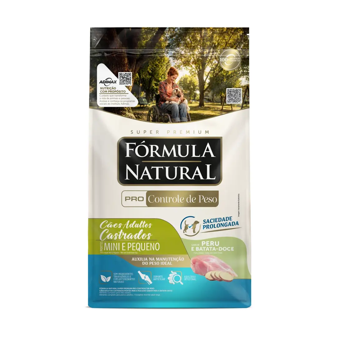 Ração Fórmula Natural Pró Controle de Peso para Cães Adultos Castrados de Porte Mini e Pequeno Sabor Peru e Batata Doce 2,5Kg