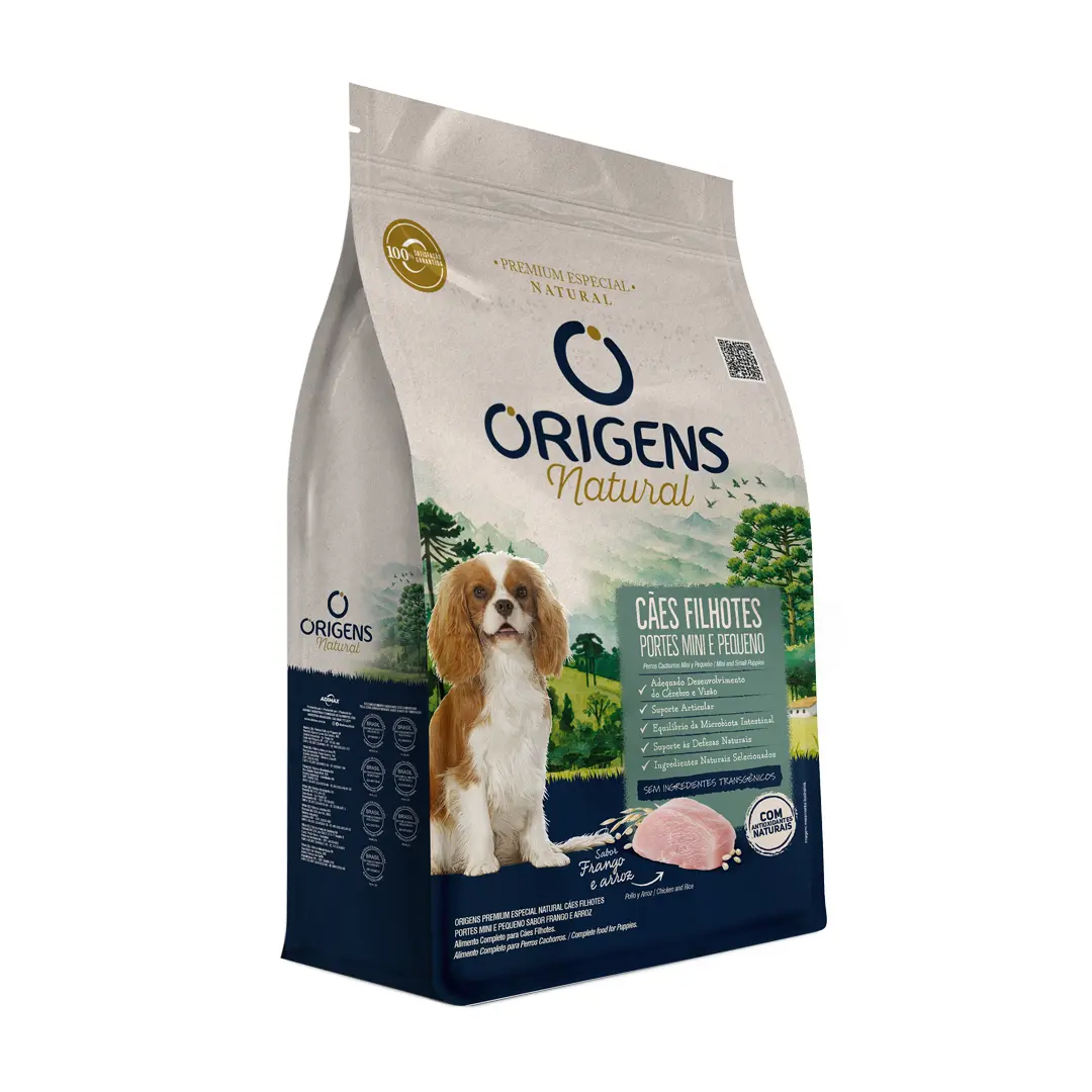 Ração Origens Natural Cães Filhotes Raças Mini e Pequenas Frango e Arroz 10,1Kg