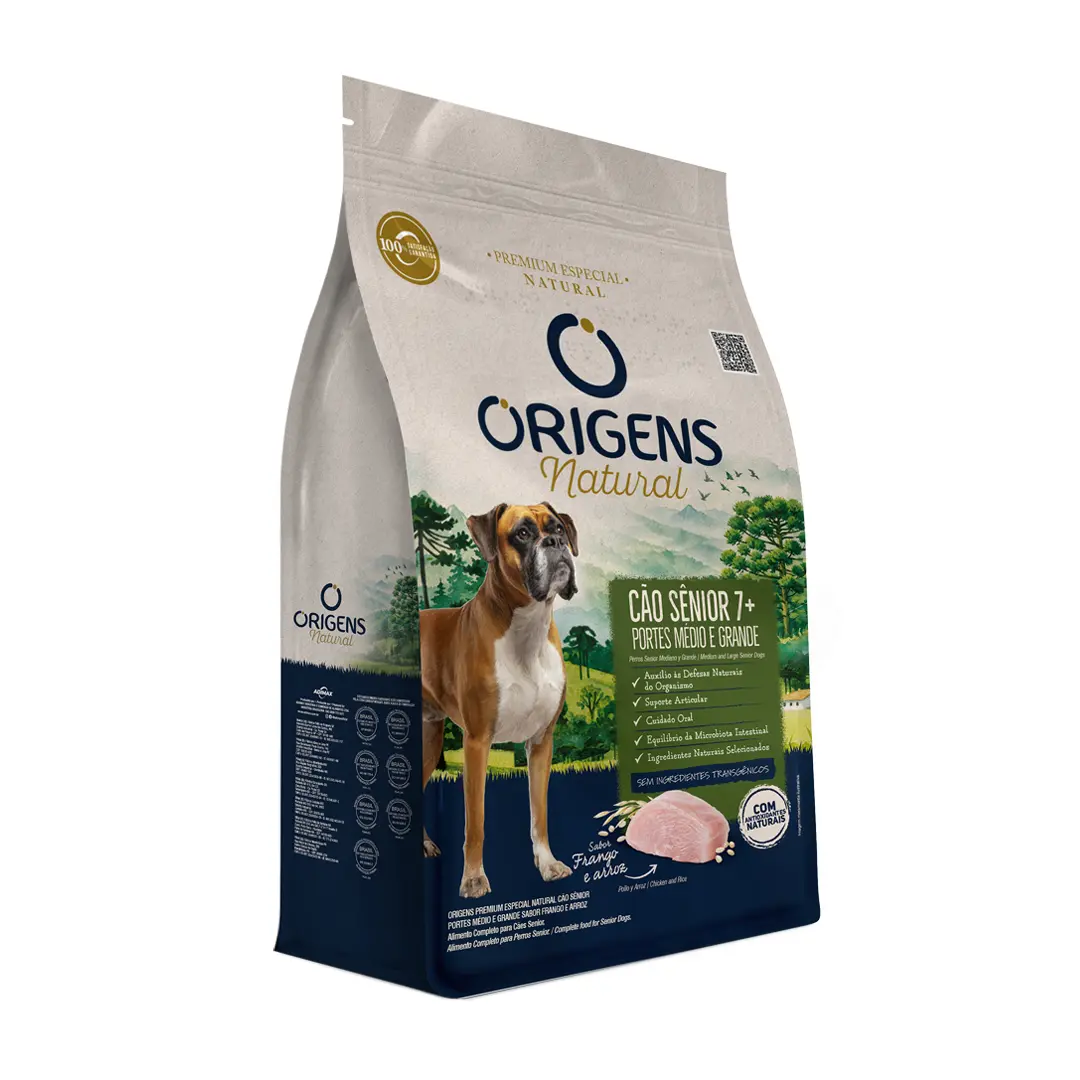 Ração Origens Natural Cães Sênior Raças Médias e Grandes Frango e Arroz 12Kg