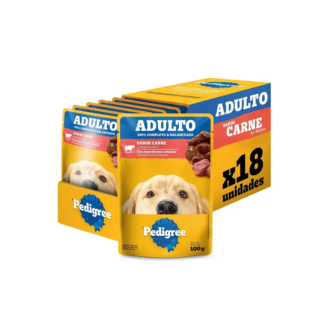 Pack Sachê Pedigree Cães Adultos Carne ao Molho 100g 18UN