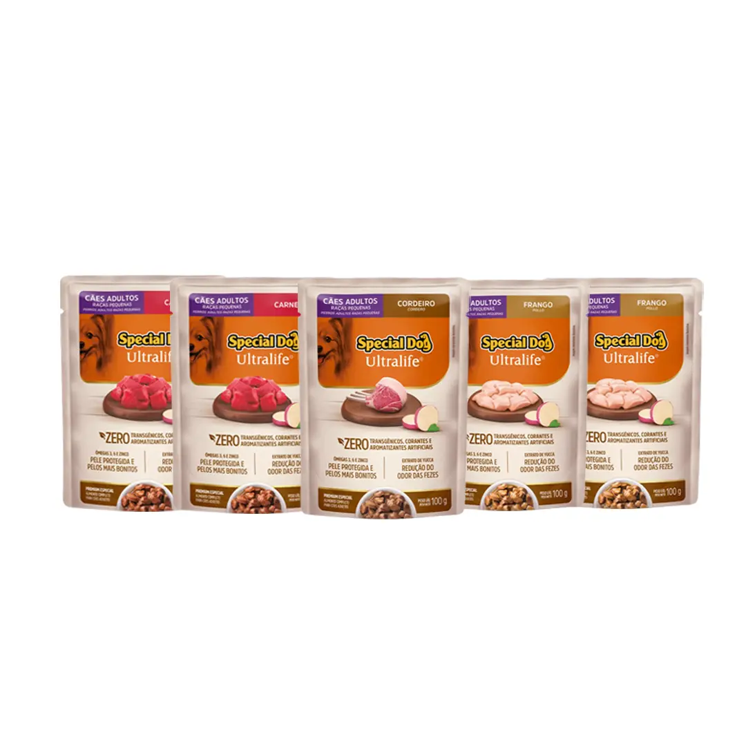 Kit Ração Special Dog Ultralife para Cães Adultos Raças Pequenas Sabor Cordeiro 15Kg+5 Sachês Grátis